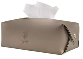 VeraPelle™ dekorative Echtleder Taschentücher Box, handgefertigt Tissue Box, Made in Italy, perfekte Taschentuchbox für Badezimmer, Küche, Büro, Praxis und Wohnzimmer (Grau)