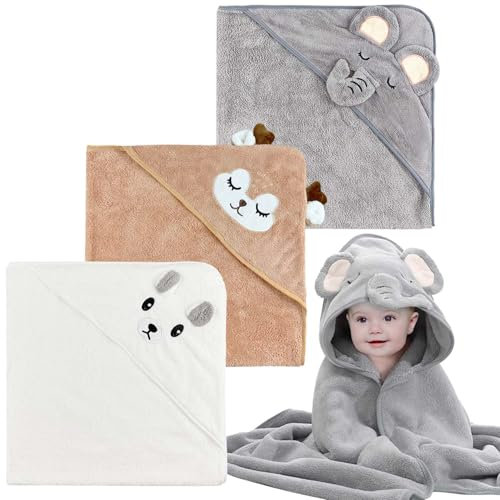 Asciugamani Neonato, 3pcs Super Assorbenti Accappatoio Neonata, per Piscina, Spiaggia, Dopo la Doccia o il Bagno (80X80 cm)