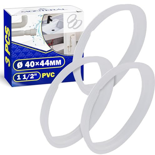 3 Pezzi Guarnizione Scarico Lavandino Ø 40 x 44 mm per Sifone 1 1/2 per Lavello Realizzata in PVC - MONTERAL