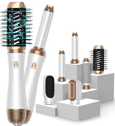 Airbrush Magic Styler Airstyler Set Hair Styler 6 in 1 Hair Dryer Brush with Curl, Straighten, Volumise, Smooth and Hairdryer Brushes for Styling, Hot Hair Styler for All Hair Type/Length