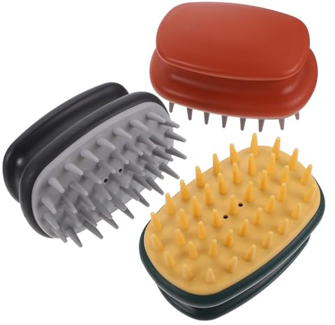 Healeved 3 Stück Silikon Kopfhautmassagebürsten mit Abs Doppelschicht Design und Ergonomischem Griff für Dusche und Haarreinigung