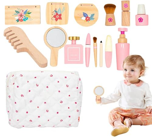 Kinder Design Schmink-Set Mit Kosmetiktasche Inkl. Make-up, Spiegel, Parfüm, Kosmetikkoffer Zum Rollenspiel, Geschenke Ab 3 4 5 Jahre Mädchen