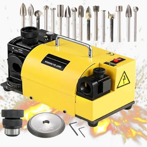 120W Drill Bit Sharpener, 3-13mm Drill Bits Grinding Machine, 95°-135° Angle Adjustable, with 11 Collets, 4400RPM High-Precision Sharpening Tool, Knife&Chisel&Drill Multitask Sharpening Machine