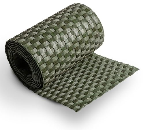 MAKA Sichtschutzstreifen Polyrattan 255 x 19 cm – Zaun Sichtschutz in Rattan-Optik, UV-beständige Balkonverkleidung, Wetterfeste Sichtschutzmatte für Garten, Terrasse (Grün)