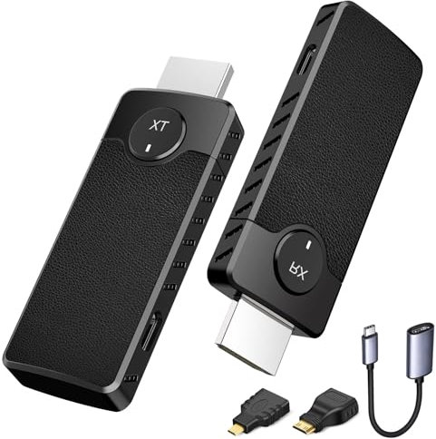 Kit émetteur et récepteur HDMI sans fil 165 ft/50 m, faible latence 1080p, streaming vidéo Full HD, double bande 2,4/5,8 GHz, appariement automatique pour PC/ordinateur portable/TV/moniteur/projecteur