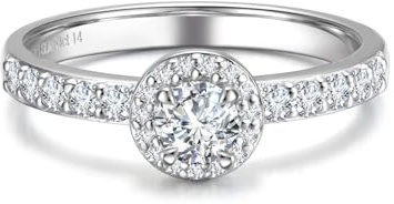 FANCIME 0,31-1,08 Karat Lab-Grown Diamant Ringe Damen, Halo Eheringe aus 925 Sterling Silber Verlobungsring Hochzeit Valentinstag Schmuck für Damen Frauen Sie (D-E Farbe, VS Clarity)