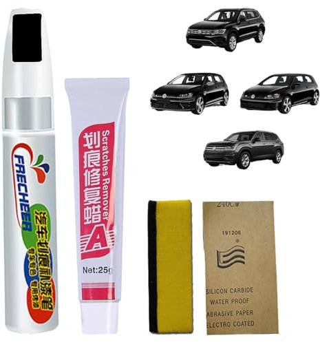 BASTOUR Lackstift Kompatibel mit VW Exakte Übereinstimmung für Chips und Kratzer, Lackstift Auto, Autolackreparatur, schnelle und einfache Lösung zur Reparatur kleinerer Autokratzer (LC9X Dark Black)