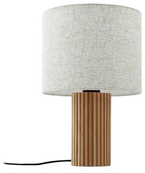 Lindby Tischlampe Kimiko (Skandinavisch) aus Holz (1 flammig, E27) - Textil Tischleuchte Schreibtischlampe Nachttischlampe Wohnzimmerleuchte