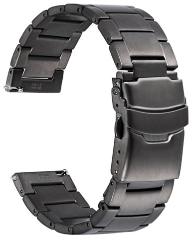 WOCCI 21mm Schweres Metall Uhrenarmband für Herren, Edelstahl 316L, Faltschließe mit Doppelverriegelung (Space Grau)