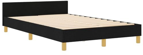vidaXL modernes schwarzes Bettgestell mit Diamantblock Design | Nur für drinnen | Massivholz | Einfache Montage | Stylische Schlafzimmermöbel | Unterstützt 200 kg | Queen King Size