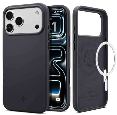Spigen iPhone 17 Pro Max Hülle Silicone Fit MagFit -Black | Kompatibel mit MagSafe, Silikon Hülle, Anti-Dust & Fingerprint, Military-Grade Schutz