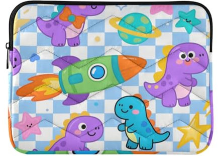 Custodia per laptop da 15-16 pollici con dinosauro viola carino cartone animato custodie per laptop di classe per viaggi di lavoro