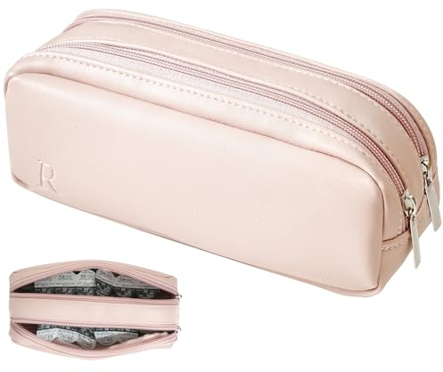 FQDGTFA Portable Daily Contact Lens Case Organizer, Traveling Contact Cases Bag with Clearly Labeled R & L, Water-Resistant Disposable Contact Lens Dispenser, Storage up to 60 lenses(Pink)