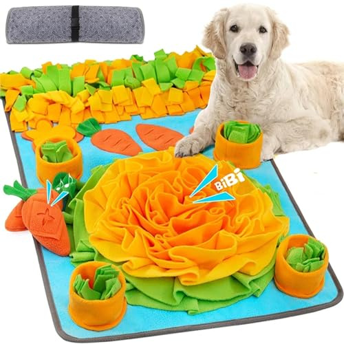 Hunde SchnüFfelteppich - 80×48cm Waschbar Trainingsmatte, SchnüFfelteppich FüR Hunde Riechen Trainieren, Hunde Spielteppich Trainingsmatte Gegen Langeweile Und Anregung für kleine und mittlere Hunde