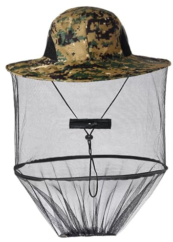 1-Piece Mosquito Head Net Hat with Removable Netting Midge Net: Works as Beekeeper, Fishing, Camping Hats for Head; Portable Midge Face Cover for Outdoor Hiking Green
