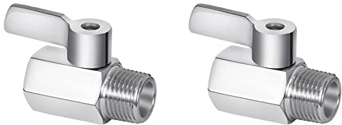 Qezodsx Duschkopf Absperrventil, Mini Kugelventil Aus Rostfreier Stahl 304, NPT Gewinde (1/2 Außengewinde x 1/2 Innengewinde), 2 Packung