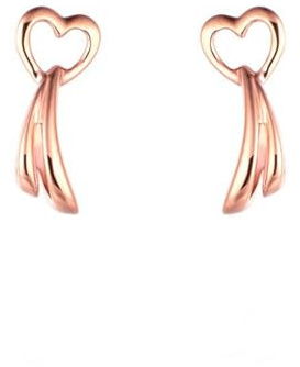 Homxi Ohrringe Damen 14 Karat Rosegold, Hohl Herz, Damen Ohrringe Rosegold Stecker