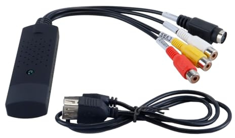 Durlo USB 2.0 Audio-Video-Grabber, USB 2.0 Audio-Video-Grabber-Konverter Analog-Digital-Konverter mit Adapter für VHS/VCR/TV auf DVD