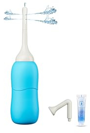 Enemas Douches Kit for Men and Women - 220ML Portable Bidet Silicone Anal Douche with Double Nozzle, Peri Bottle Postpartum Perineal Wash Vaginal Douche Enema Kit for Colon Cleansing Enemas at Home