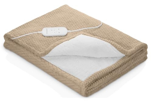 medisana HB 419 Heizdecke elektrisch, extra kuschelige Wärmedecke | Mit 9 Temperaturstufen, beheizbare Decke mit Abschaltautomatik und Überhitzungsschutz, cloud cream beige