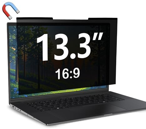 Dabernur Magnetischer Laptop-Sichtschutz 13,3 Zoll für 16:9-Bildschirme, Abnehmbarer Anti-Glare-Privacy-Filter, Bildschirm-Filter und -Schutz für Laptops, 11,6 × 6,52, Passend für FHD 1920 × 1080
