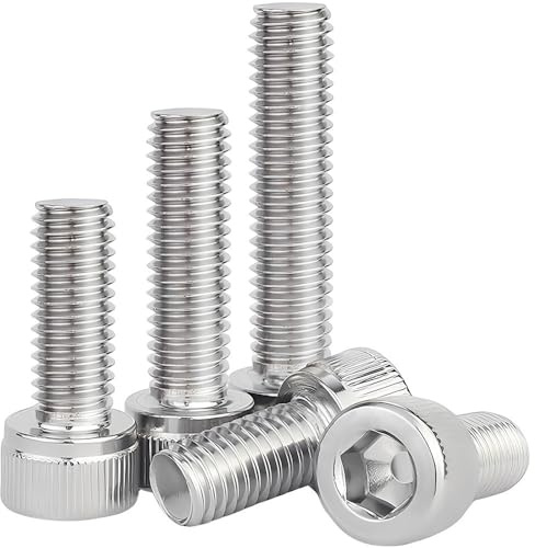 GZSYWZ 50 Piezas Tornillos Hexagonal Interior - M4 x 20mm Tornillos Cilíndricos Rosca Completa de Acero Inoxidable Tornillo de Máquina Plata para Elementos de Fijación