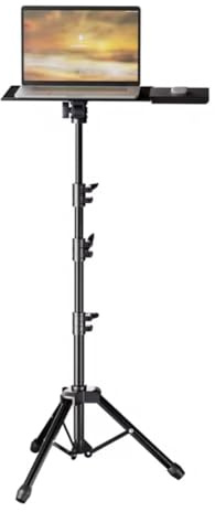 RBFGYIOP Telescoping Projector & Laptop Tripod Stand, 50-160cm Height Adjustable Portable Floor Stand with 180° Rotating Platform, for Home Office, Outdoor Movies, DJ Equipment & Studio