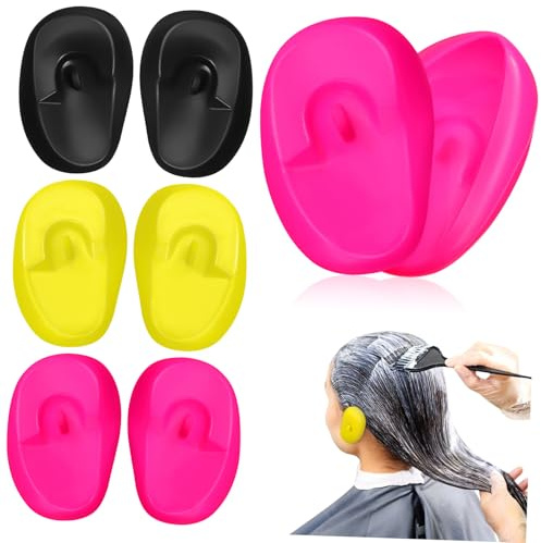 GETAJGHSD Cache-Oreilles pour Teinture Capillaire Lot de 6, Protections Imperméables en Plastique Multicolores, Protège-Oreilles pour Brushing et Lissage, Usage Salon ou Maison