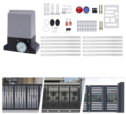Motorisation Portail Coulissant 550W 1200kg 220V - Ouvre-Porte Électrique 6m Rail Télécommande 50m - Automatisme Coulissant avec Capteur Infrarouge Clavier Alarme pour Maison Jardin Garage