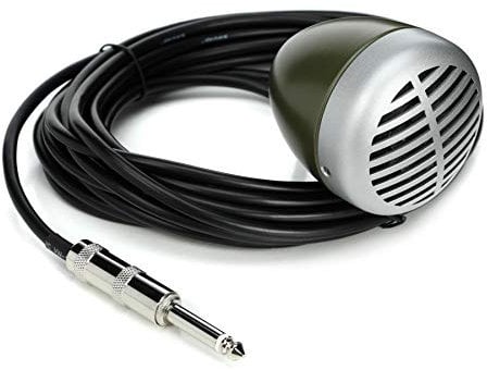 Shure 520DX Microfono dinamico Green Bullet per giocatori di armonica, schema di raccolta onnidirezionale, manopola di controllo del volume, cavo collegato con spina da 1/4 pollici, Blu