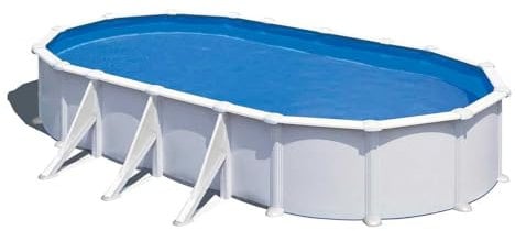 Piscina Gre KITPROV738 Atlantis - Piscina de Acero Elevada,Ovalada con Aspecto Acero Blanco. Piscinas Desmontables para Jardín 730 x 375 x 132 cm.
