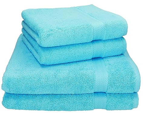 Betz Premium Handtuch Set 4-teilig – 2 Duschtücher 70×140 cm & 2 Handtücher 50×100 cm, 100% Baumwolle 470 g/m², saugstark & weich, Oeko-TEX® Farbe türkis