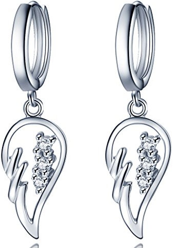 Unendlich U Fashion 925 Sterling Silber Damen Ohrhänger Engelflügel Zirkonia Ohrringe Earrings