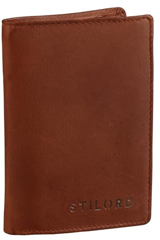 STILORD 'Logan' Portefeuille Cuir Lisse Véritable Porte-Monnaie Vintage Porte-Billets Bourse Format Vertical, Couleur:Cognac Marron