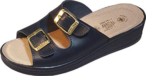 Sanital Light - 1371 - Ciabatta Leggera e Comoda | Suola Leggera con Sottopiede Anti-Shock | Tomaia in Pelle | Ideale per Comfort del Piede | Ciabatte da Casa e Sanitarie - Blu 39