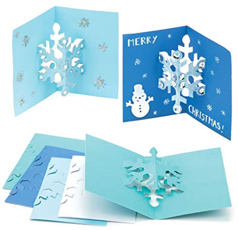 Baker Ross AV889 Schneeflocke, kreative Weihnachtskunst und Bastelbedarf für Kinderprojekte, Kartengestaltung und Dekoration, Packung mit 8 Stück, verschiedene Farben