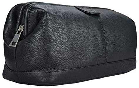 STILORD 'Laurin' Trousse de Toilette de Voyage Homme Cuir Vintage Nécessaire de Voyage Sac Cosmétique Grand en véritable Cuir de Boeuf, Couleur:Noir