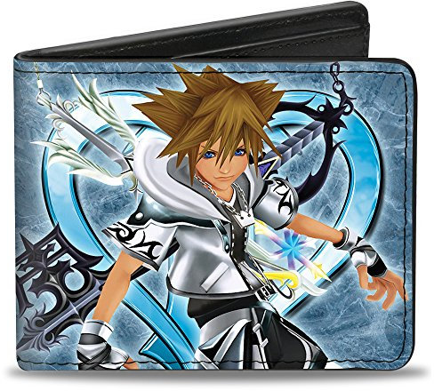 Buckle-Down Herren Kingdom Hearts Ii Final Form Sora Pose/Logo/Keyblades Blues Reisezubehör-Bi-Fold-Brieftasche, Mehrfarbig, Standard größe