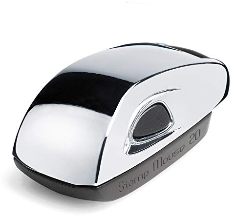 Stempel individuell mit Wunschtext – Colop Stamp Mouse 20, 4 Zeilen, Grau | Kompakter Selbstfärber mit Klick-Mechanismus – individuell gravierte Textplatte, Abdruck 38 × 14 mm, bis zu 4 Zeilen