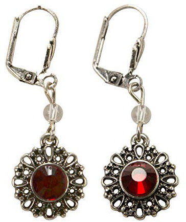 Alpenflüstern Trachten-Ohrhänger Ornament rund - Damen-Trachtenschmuck, Trachten-Ohrringe (rot) DOR043