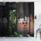 ABAKUHAUS Industrial Shower Curtain, Old Door Opening in a Desolate Industry Building Brick Wall with Ivy Plants, Cloth Fabric Bathroom Decor Set with Hooks, 78 Inches, Multicolor