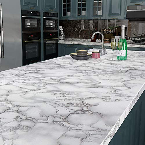 Livelynine Vinilo Adhesivo Gris Encimera Cocina Papel Pintado Cocina Autoadhesivo Papel Vinilo Adhesivo Para Encimera de Cocina Vinilos Para Mesas Decorativos Mesa Escritorio Vinilos Adhesivos 40CMX2M