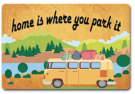 Eureya Home is Where You Park it Funny Door Mat Custom Doormat Entrance Floor Mat Home Office Welcome Mat 23.6x15.7inch