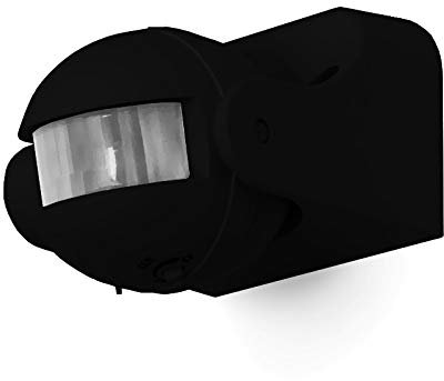 PIR Bewegungsmelder S3 Innen Aussen IP44, LED geeignet, Wand Decken Montage, IR Dämmerungsschalter Sensor programmierbar Reichweite 12m/180° (S3 Schwarz)