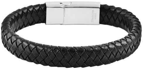 Akzent Armband Unisex - Premium Armband Unisex in Schwarz aus Leder, 100% Wasserfest & Hautverträglich