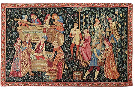 Belgian Tapestries, edler gewebter Wandbehang Gobelin Mittelalter 70 x 45cm