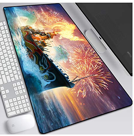 ITBT Mauspad World of Warships 800x300mm Gaming Mauspad, XXL Anime Mousepad, Höchstmaß an Präzision, extra stark vernähter Rand, gummierte Unterseite, Desktop Computer, B