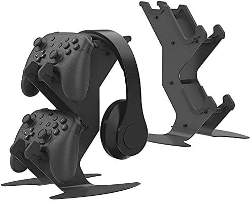 NBCP Headphone Stand, Game Controller Stand Holder for Desk, Storage Organizer for Xbox Series, Xbox One, PS5, PS4, Switch Universal Controller and Headset Stand Gaming Accessories, Black