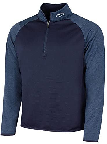 Callaway Golf Herren Langarm 1/4 Zip Waffle Sweater - Peacoat - L