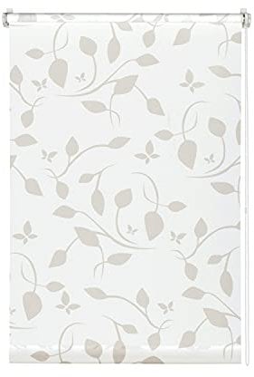 GARDINIA EASYFIX Estor enrollable decoración escandinava, Sin taladrar, Para pegar o fijar, Opaco, Deja pasar la luz, Blanco/Natural, 55 x 180 cm